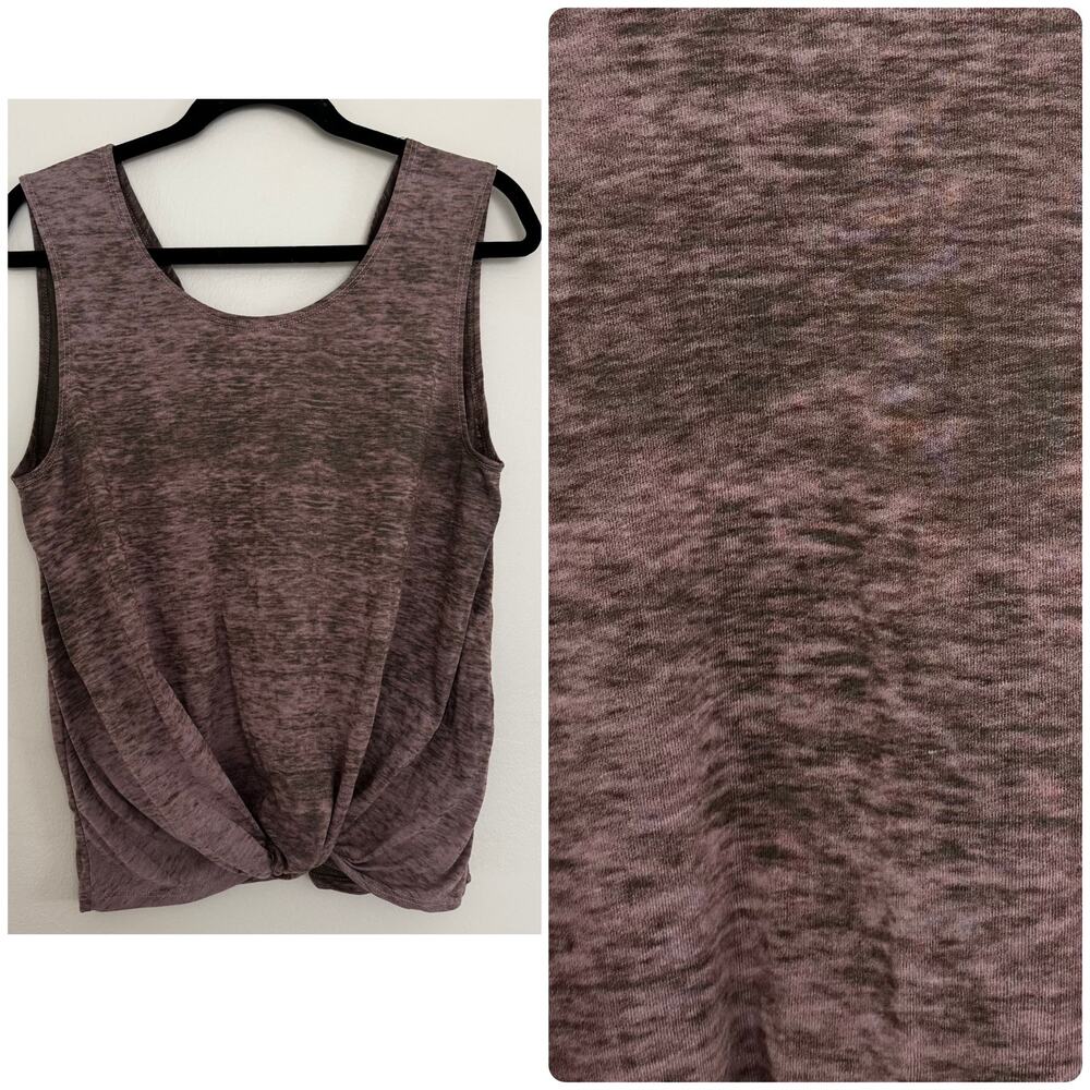 Siva Twist Front, V-neck Back Tank Top in Marled Mauve
